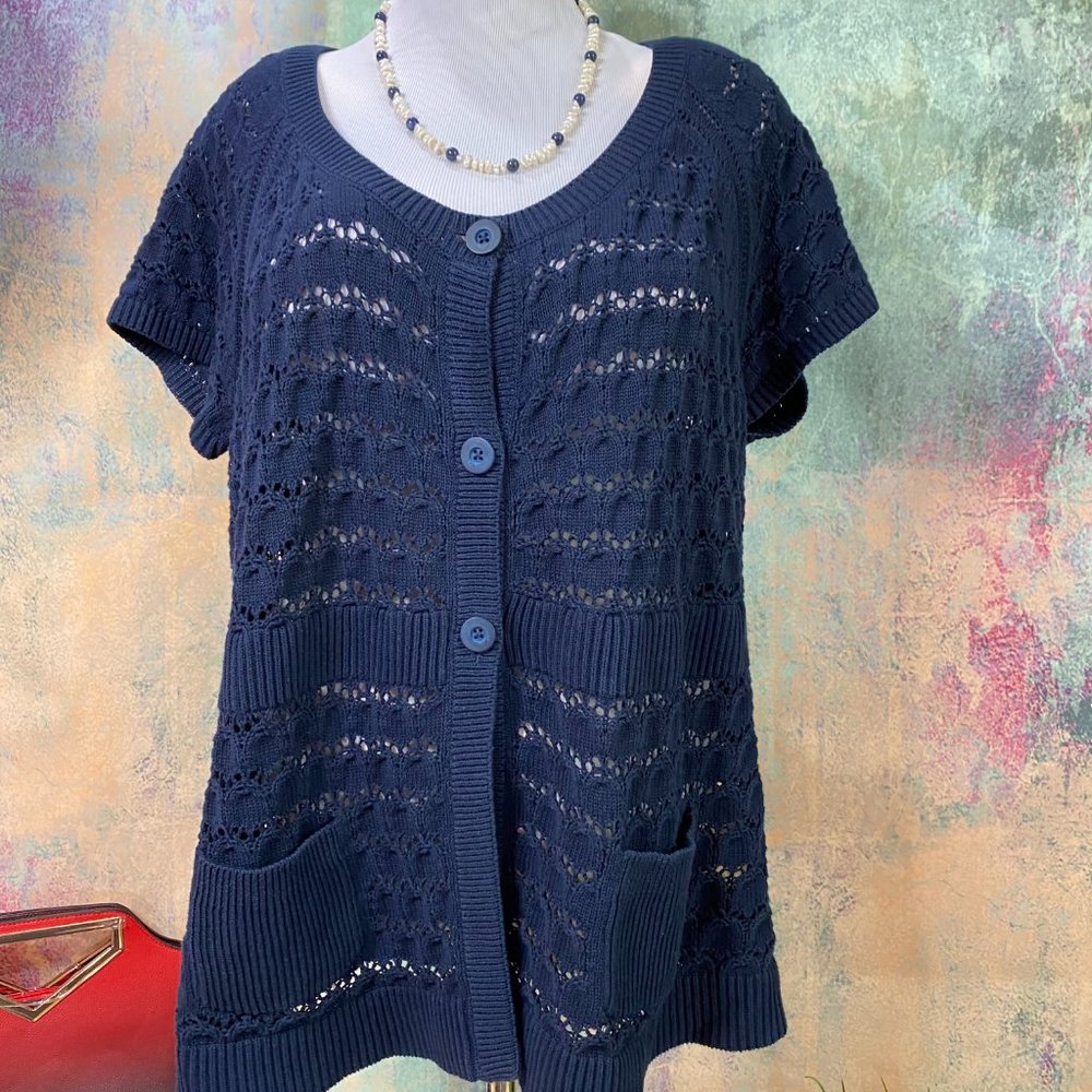 📌Jones New York Knitted Cotton Cardigan - Picture 3 of 15